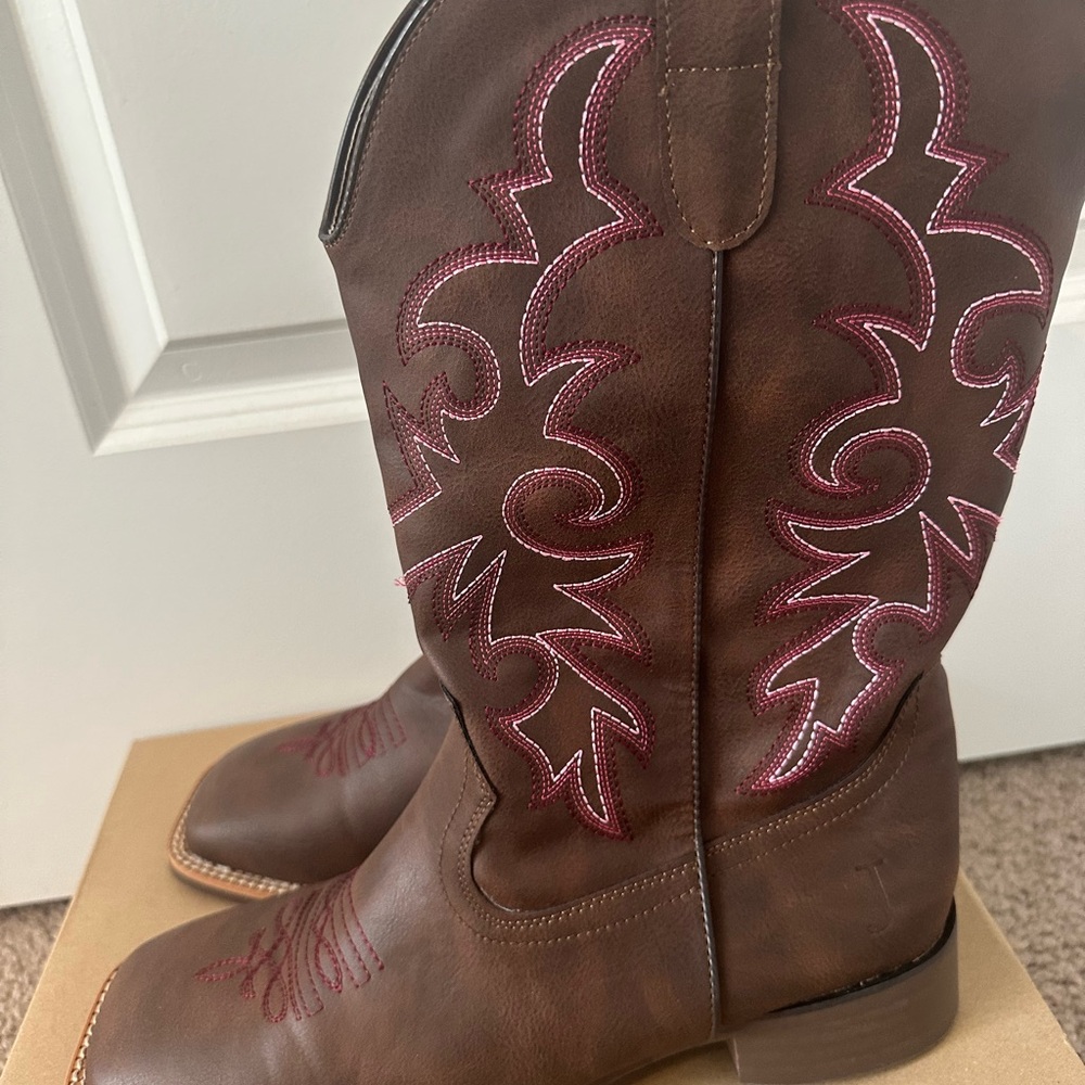 Cowboy Boots For Women Square Toe Wide Mid Calf